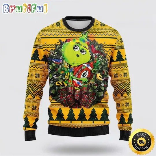 Football Green Bay Packers Ugly Christmas Sweater with Funny Character Hug