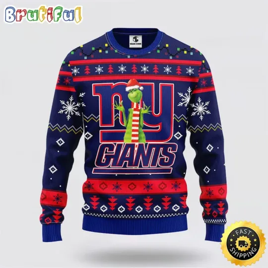 Discover New York Football Ugly Christmas Sweater with Funny Character