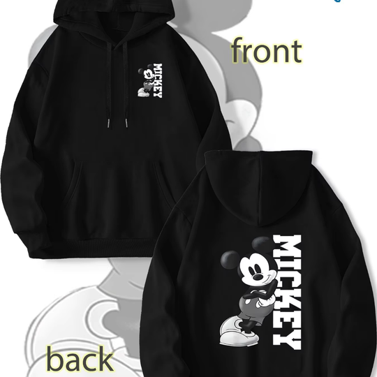 Discover Disney Mickey Mouse Men's Sweatshirt Autumn and Winter Warm Men's Hoodie Pullover Casual Trendy Street Men's Clothing