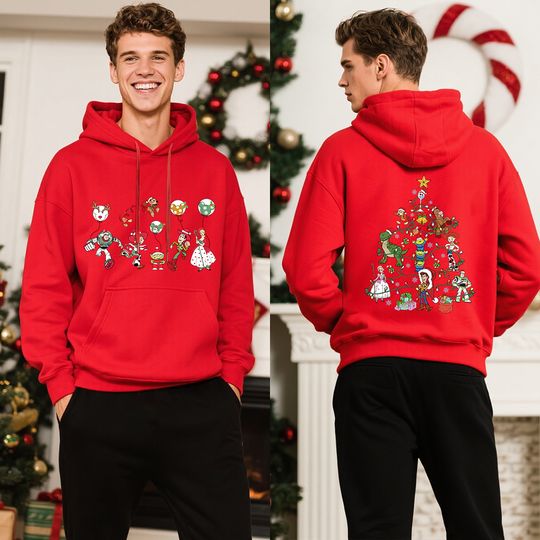 Discover Disney Toy Story Print Mens Christmas Fleece Hoodie Holiday Travel Soft Warm Pullover Casual Winter Sweatshirt for Xmas Party