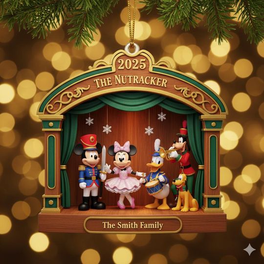 Discover Personalized Mickey and Friends Nutcracker Christmas 2D Acrylic Ornaments, Mickey's Very Merry Christmas Party Decor, Disney Family Ornament