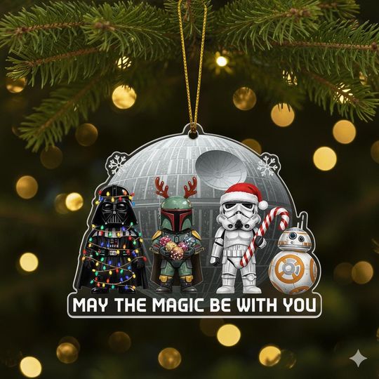 Star Wars Christmas Ornament, Darth Vader Acrylic Ornament, May the Magic be with You, Sci-Fi Movie Gift, Mandalorian Christmas Ornament
