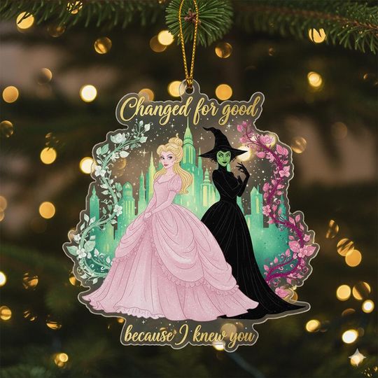 Wicked Acrylic Ornament, Glinda and Elphaba 2D Christmas Decor, Broadway Musical Ornament, Best Friends Ornament, Changed for Good Ornament
