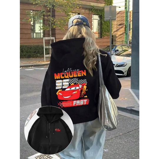 Discover Disney Cars Flash McQueen Zipper Hoodie Autumn/Winter New Heavy Duty Casual Men's and Women's Jackets Streetwear