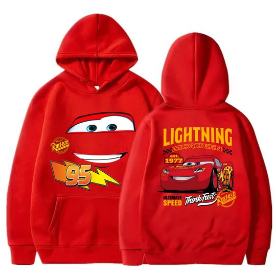 Discover New 2D Printed Pattern Fun Cars Lightning McQueen Men's and Women's Casual Hoodies Sports Fashion Hoodies