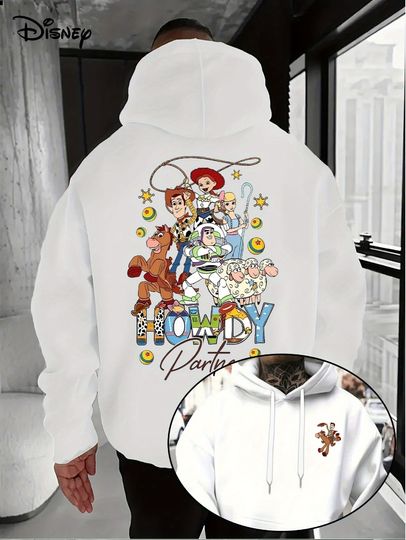 Discover Disney Toy Story Men's Hoodies Woody and Buzz Lightyear Pixar Official Movie Pullover Sweatshirt Loose Hooded Sweater