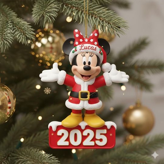 Discover Personalized Name Minnie Mouse Christmas Acrylic Ornament, Disney Minnie Ornament, Minnie Christmas Tree Decor, Disney Christmas Ornament