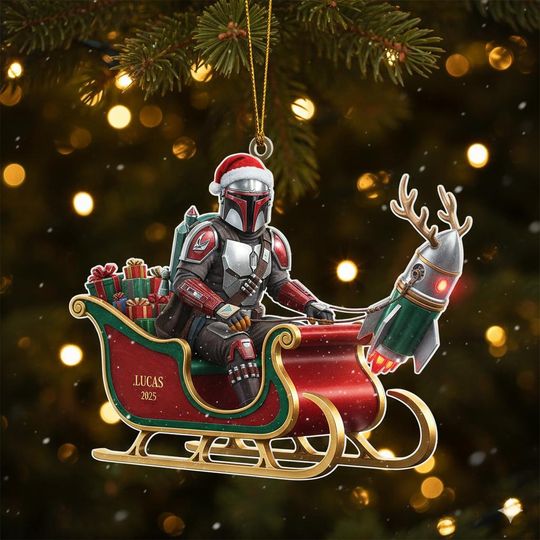 Personalized Star Wars Christmas Ornament, Mandalorian Acrylic Ornament, Sci-Fi Movie Ornament, Star Wars Christmas Decor, Mandalorian Gifts