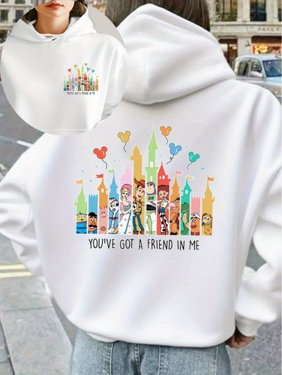Discover Women'S Toy Story Hoodie - Pullover Sweatshirt with Buzz Lightyear, Jessie & Castle Design - Official Disney Toy Story