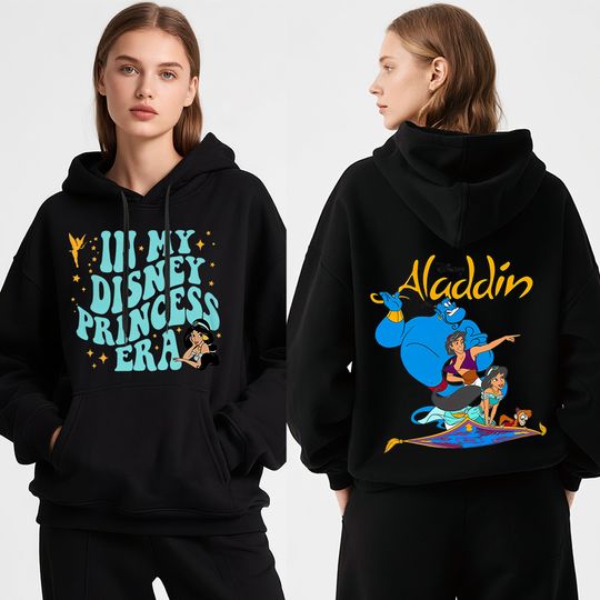 Discover Disney Aladdin Collection Print Adult Hoodie for Women Fleece Lined Winter Warm Cozy Soft Casual Sweatshirt Autumn Winter