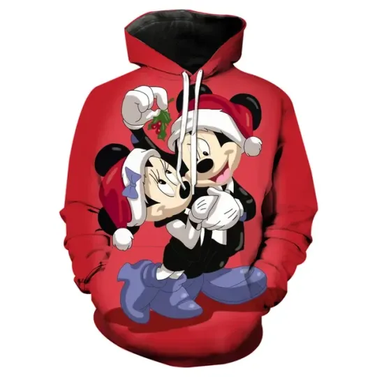 Discover Disney Men's Hoodie Mickey Minnie Boys Girls Hoodie 3D Printed Fashion Pullover Christmas Men's Hoodie Oversized Men Clothing