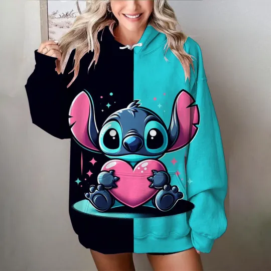 Discover MINISO Disney Sweater Stitch Printed Sweatshirts Cute Cartoon Clothes Hoodie Woman and Men Autumn/Winter Oversize Clothing