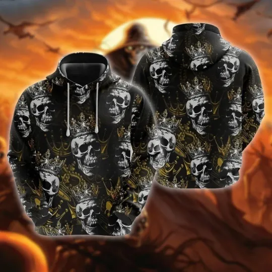 Discover Skeleton Print 3D Hoodie – Halloween Gothic Pullover Sweatshirt Casual Unisex