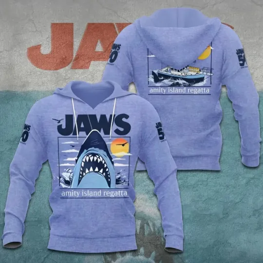 Discover Jaws 50 Years 1975-2025 Signature Thank You Hoodie2