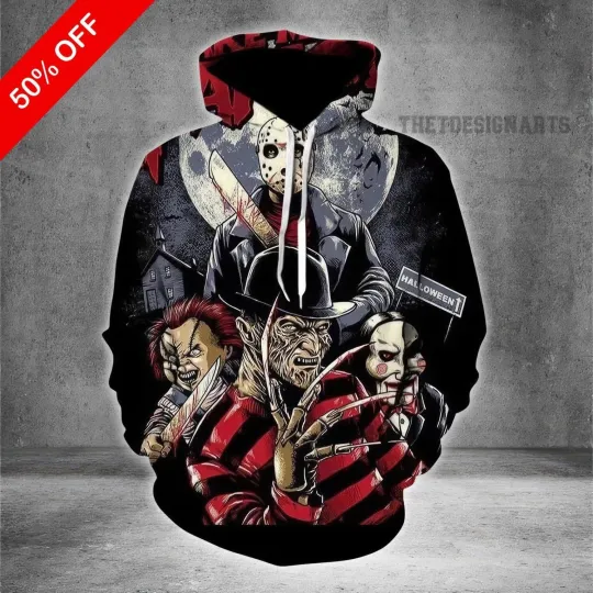 Discover 3D Jason Voorhees Michael Myers Costume Hoodie