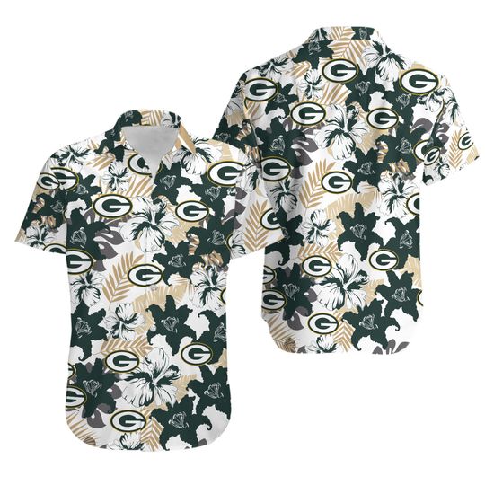 Green Bay Football Hibiscus Breeze Summer Aloha Unisex Hawaiian Shirt, Gift for Fan