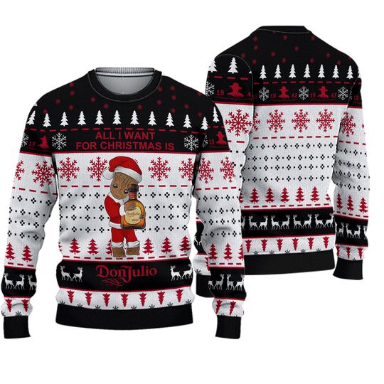 Don Julio Ugly Christmas Sweater, All I Need For Christmas Shirt, Christmas Crewneck, Bachelorette Party, 3D All Over Print Sweater