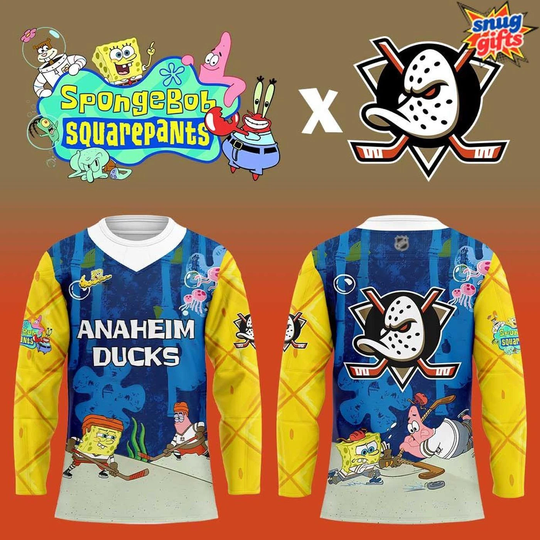 Anaheim Ducks x SpongeBob SquarePants Night Hockey Shirt Fan Gear
