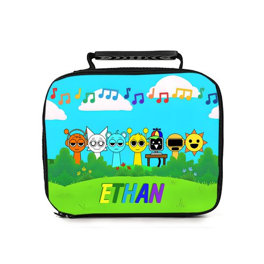 Personalized Sprunki Lunch Bag for Kids, Custom Character Lunchbox with Name