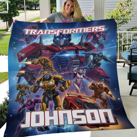 Custom Transformer Blanket, Personalized Robot Blankets, Boy Bed Room Blanket
