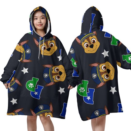 Paw Patrol Grey Chase All-Over Print Blanket Hoodie Boys