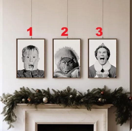 Christmas Movie Character Posters - Home Alone & Elf - Premium Matte Vertical Prints