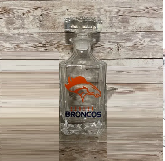 Broncos Inspired Whiskey Decanter - Football Gifts for Him - Barware & Man Cave