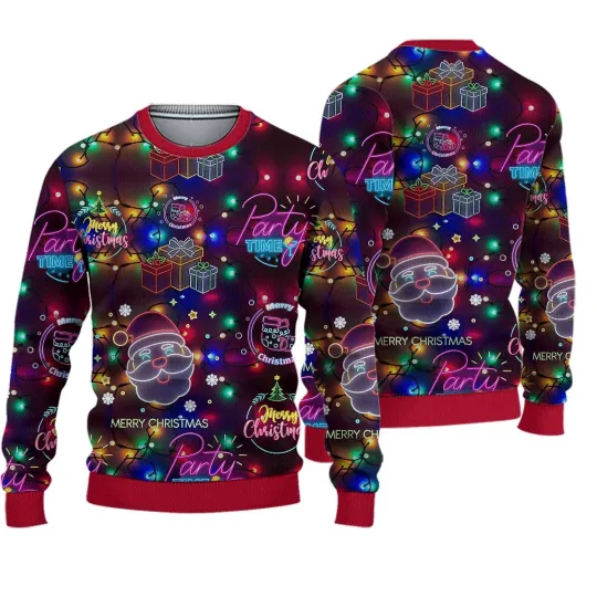 Discover XMAS Neon Lighting Ugly Sweatshirt Bright Neon Christmas