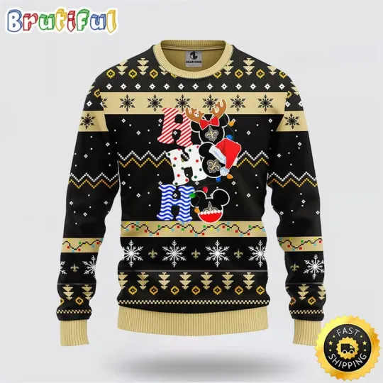 Discover New Orleans Saints Ugly Christmas Sweater with Mickey Mouse HoHoHo Design