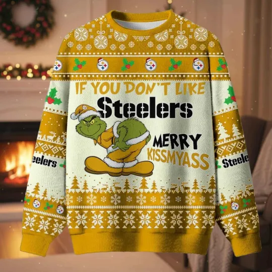 Discover Funny Character Ugly Christmas Sweater, If You Don't Like Steeler Merry Kissmyass