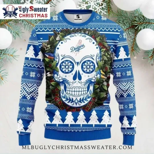 Discover Dodgers Day Of The Dead Skull Ugly Christmas Sweater