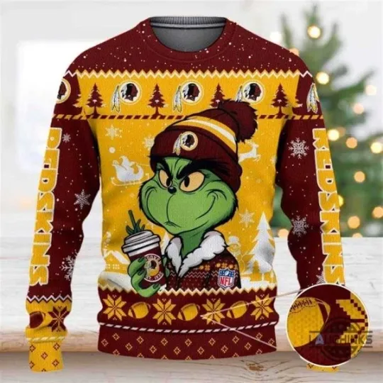 Discover Washington Funny Character Holding Coffee Redskin Ugly Christmas Sweater