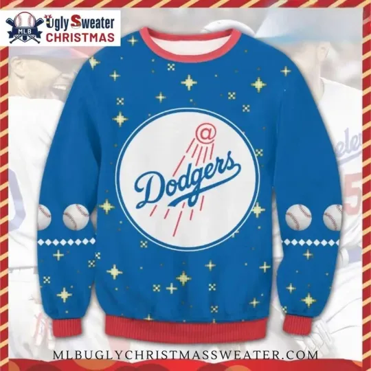 Discover Classic Dodgers Baseball And Stars Ugly Christmas Sweater