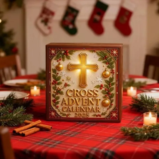 Discover Acrylic Advent Calendar Blind Box Faith-Based Countdown Calendar 24 Days with Reflective Bible Verses and Cross Decor
