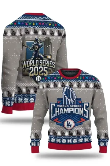 Dodgers Back 2 Back World Series Ugly Christmas Sweater