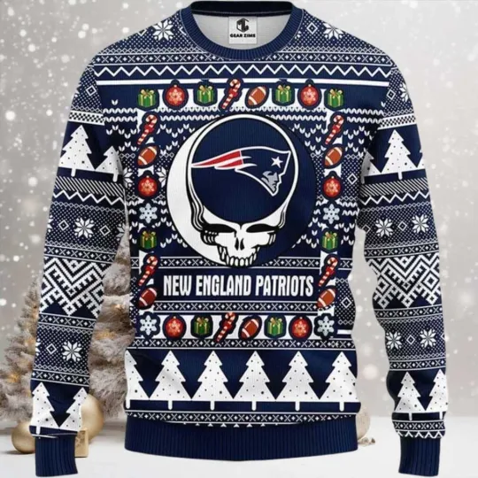 Discover New England Grateful Patriots Dead Christmas Ugly Sweater