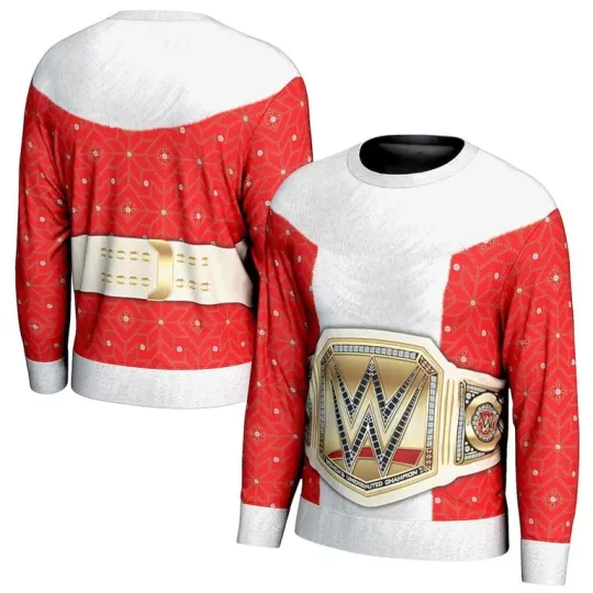 Discover Wrestling Entertainment Santa Claus Championship Belt Ugly Christmas Sweater Men Women Holiday