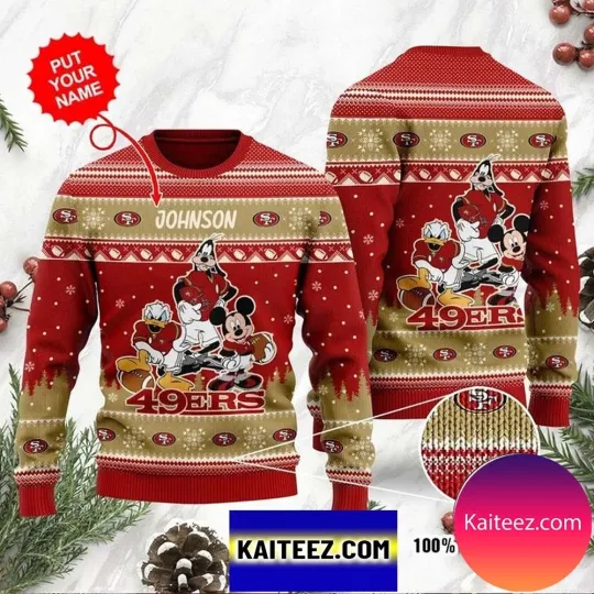 Discover Disney Donald Duck Mickey Mouse Goofy 49ers Disney Ugly Christmas Sweater