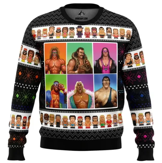 Discover Retro Wrestling Legends Ugly Christmas Sweater Men's Holiday Pullover