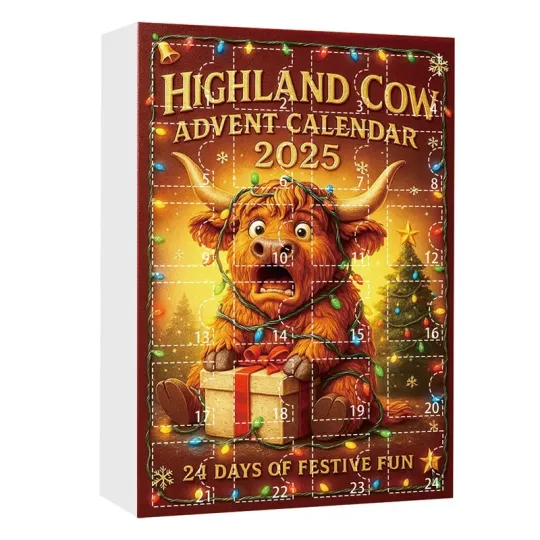 Discover 2025 Highland Cow Acrylic Advent Calendar Christmas Countdown Box 24 Days Holiday Decor