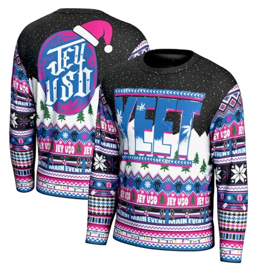Discover Wrestling Entertainment Jey Uso YEET Ugly Christmas Sweater Men’s Holiday Pullover