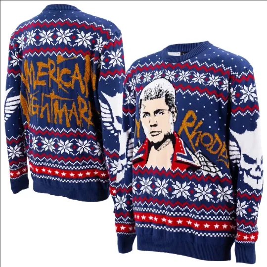 Cody Rhodes American Nightmare Wrestling Entertainment Ugly Christmas Sweater Men’s RIPP JUNC