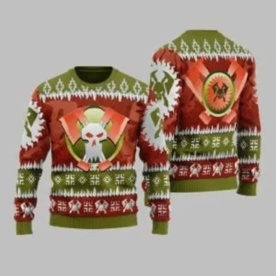 Discover 2025 Christmas Warhammer Blood Axe Orks Ugly Sweater
