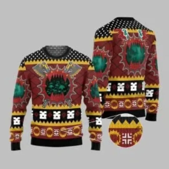Discover 2025 Christmas Warhammer Chaos Space Marine World Eaters Ugly Sweater