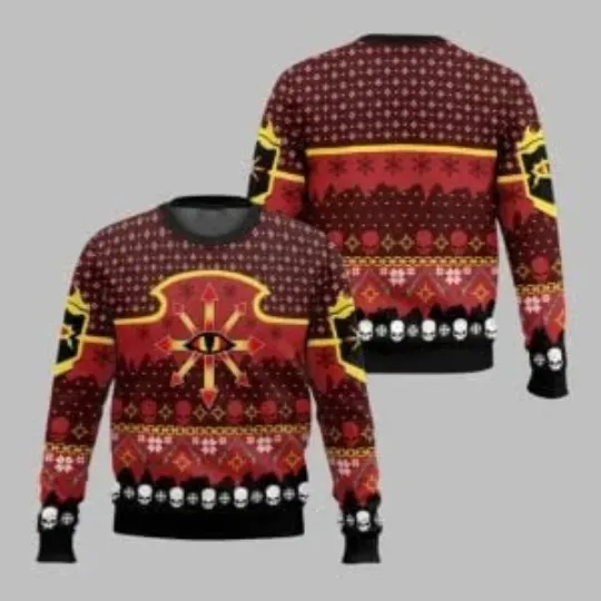 Discover 2025 Christmas Warhammer Chaos Reigns Khorne Iconic Ugly Sweater