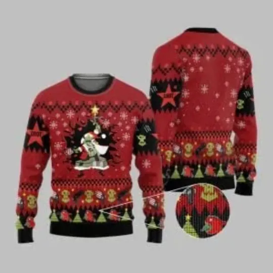 2025 Christmas Warhammer Armed and Dangerous Red Gobbo Ugly Sweater