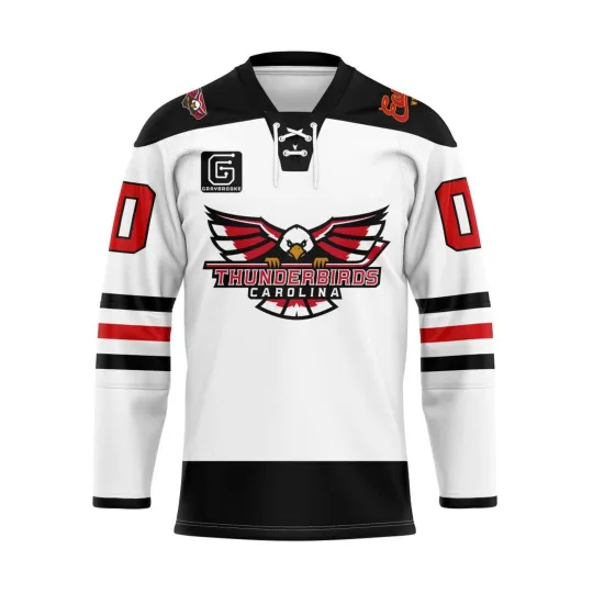 Personalized Carolina Thunderbirds White Lace Hockey Shirt
