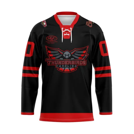 Personalized Carolina Thunderbirds Special Black Lace Hockey Shirt