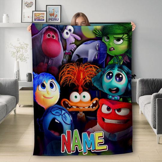 Discover Personalized Inside Out 2 Blanket, Joy Disgust Sadness Anxiety Envy Inside Out Friend Blanket, Inside Out Emotion Baby Boy Girl Blanket