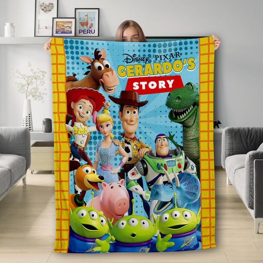Discover Personalized Toy Characters Blanket, Toy Movie Blanket, Gift for Boy or Girl, Magic Kingdom Fleece Blanket, Cartoon Quilt Bedding